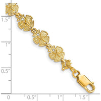 14K Yellow Gold Textured Sand Dollar 8" Bracelet with Polished Finish by Oro Pregiato