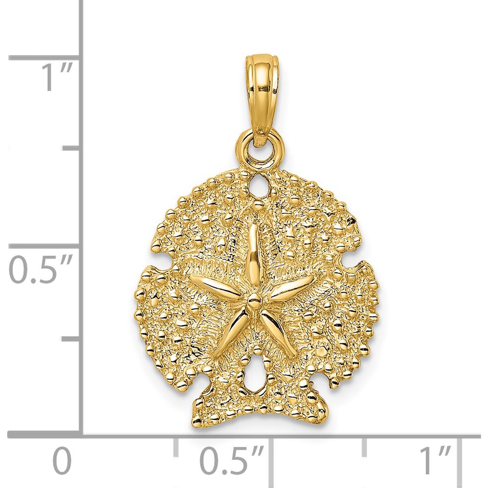 14K Yellow Gold Textured Sand Dollar Charm - Beach-Inspired Pendant by Oro Pregiato