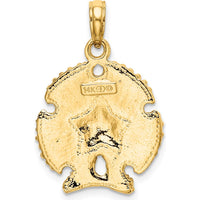 14K Yellow Gold Textured Sand Dollar Charm - Beach-Inspired Pendant by Oro Pregiato