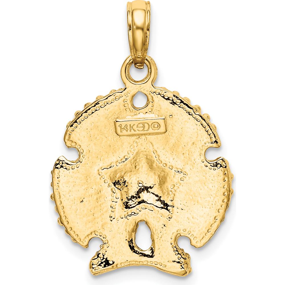 14K Yellow Gold Textured Sand Dollar Charm - Beach-Inspired Pendant by Oro Pregiato