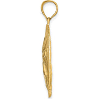 14K Yellow Gold Textured Sand Dollar Pendant - 37mm Length by Oro Pregiato