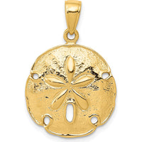 14K Yellow Gold Textured Sand Dollar Pendant - Coastal Ocean-Inspired Charm by Oro Pregiato