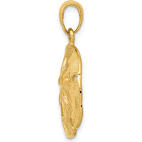 14K Yellow Gold Textured Sand Dollar Pendant - Coastal Ocean-Inspired Charm by Oro Pregiato