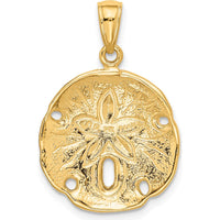 14K Yellow Gold Textured Sand Dollar Pendant - Coastal Ocean-Inspired Charm by Oro Pregiato