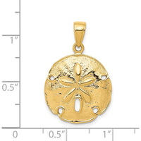 14K Yellow Gold Textured Sand Dollar Pendant - Coastal Ocean-Inspired Charm by Oro Pregiato