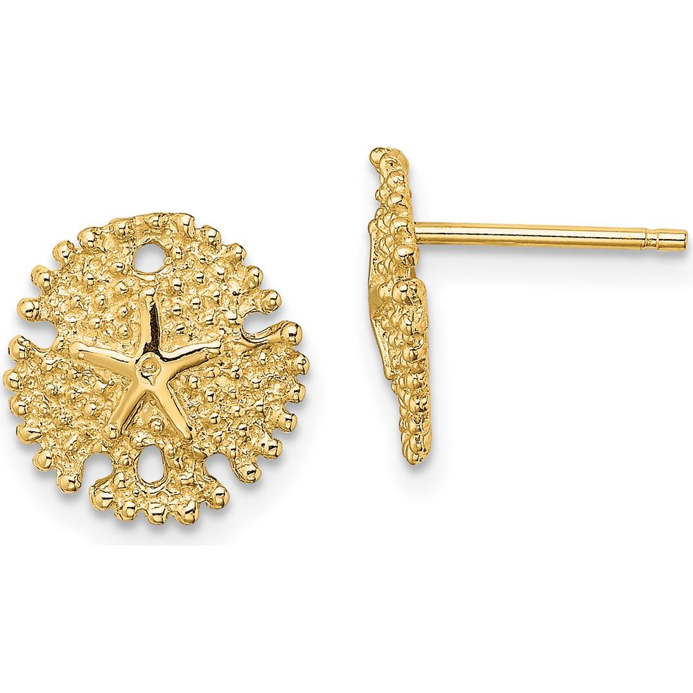14K Yellow Gold Textured Sand Dollar Post Earrings by 0