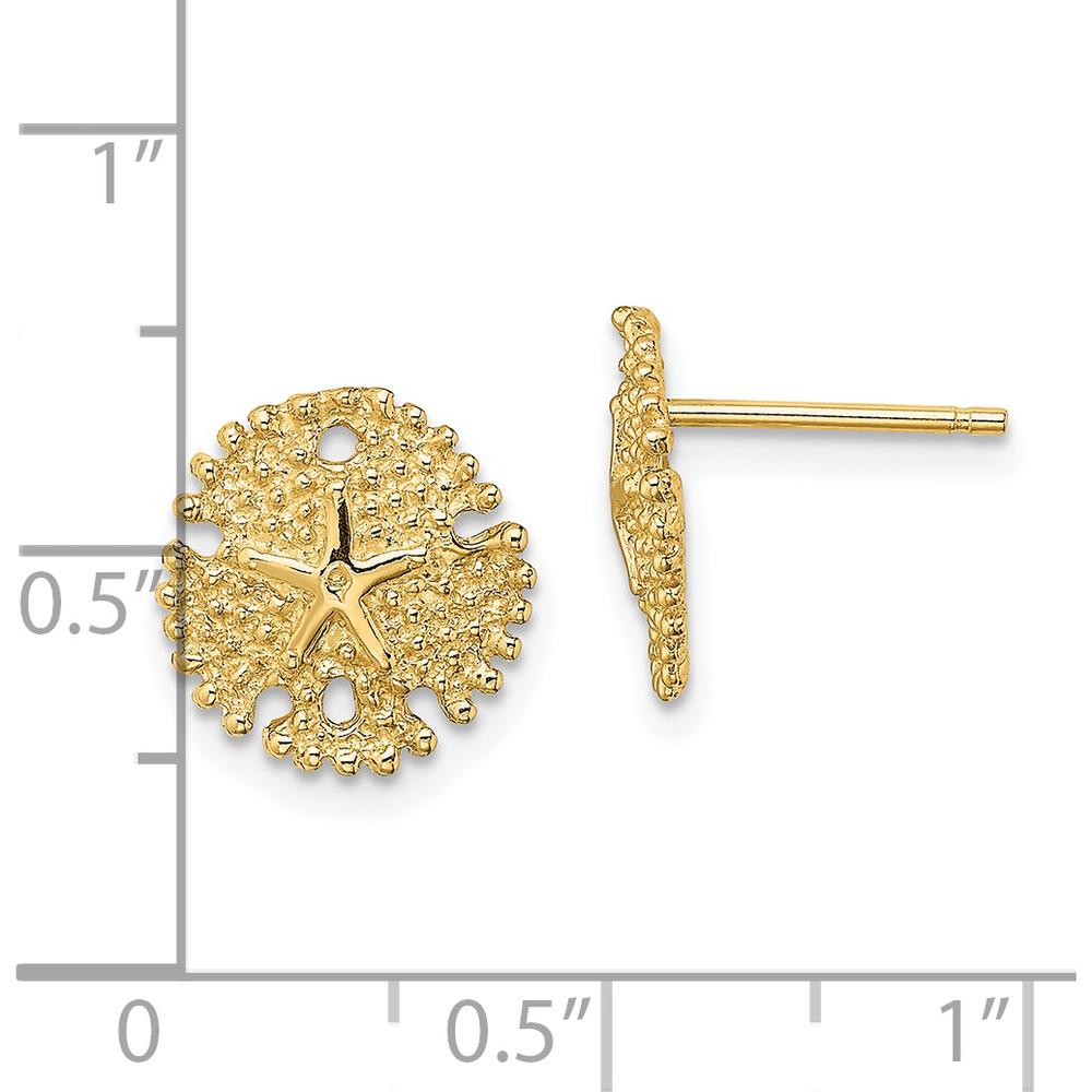 14K Yellow Gold Textured Sand Dollar Post Earrings by 0