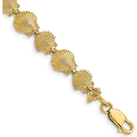 14K Yellow Gold Textured Scallop Shell 7" Bracelet with Lobster Clasp by Oro Pregiato
