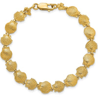 14K Yellow Gold Textured Scallop Shell 7" Bracelet with Lobster Clasp by Oro Pregiato