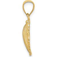 14K Yellow Gold Textured Scallop Shell Charm Pendant - 19mm Length by Oro Pregiato