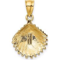 14K Yellow Gold Textured Scallop Shell Charm Pendant - 19mm Length by Oro Pregiato