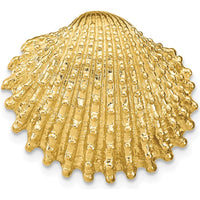 14K Yellow Gold Textured Scallop Shell Omega Slide Pendant by 0