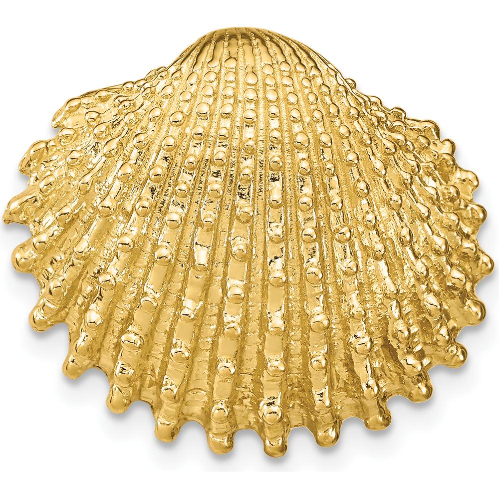 14K Yellow Gold Textured Scallop Shell Omega Slide Pendant by 0