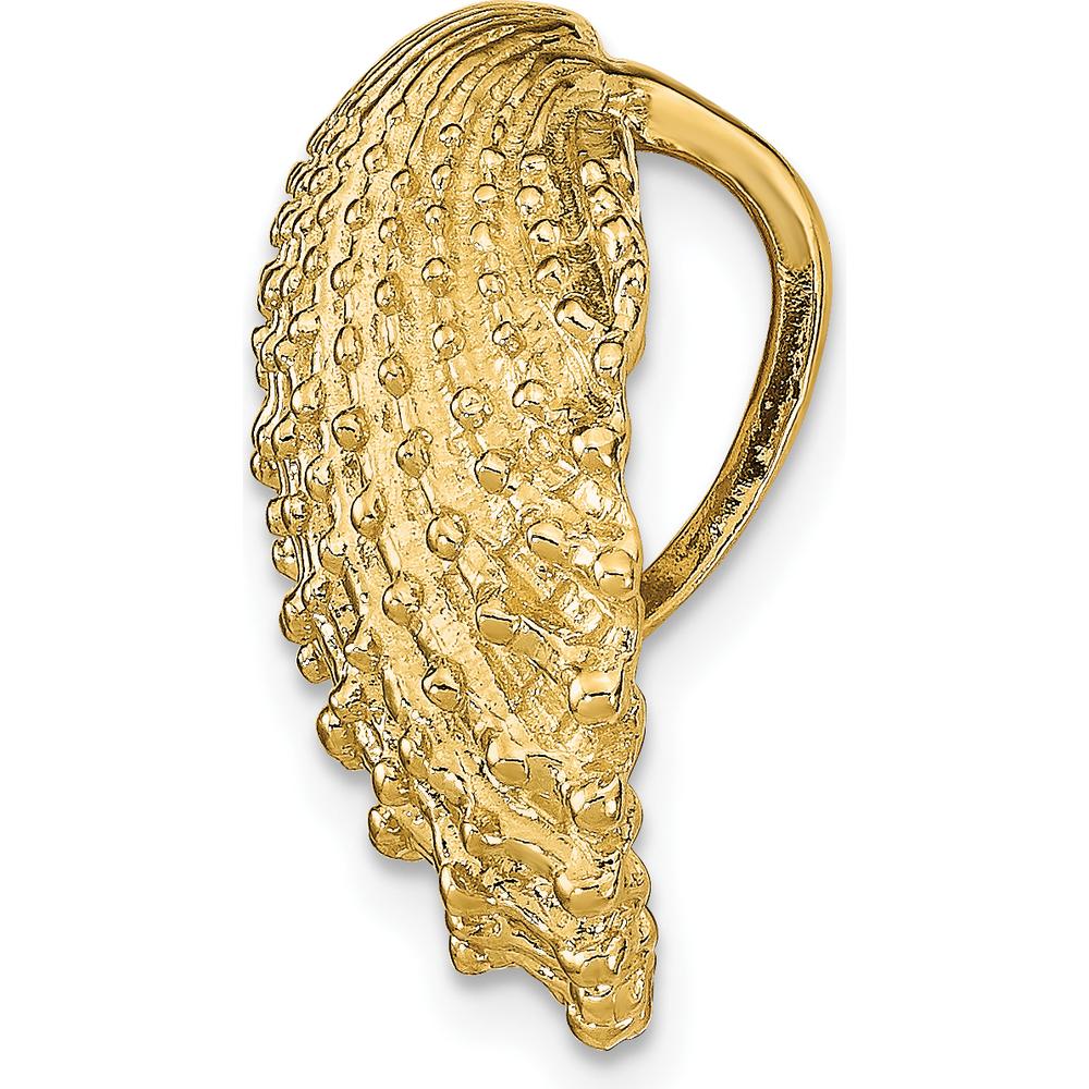 14K Yellow Gold Textured Scallop Shell Omega Slide Pendant by 0