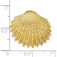 14K Yellow Gold Textured Scallop Shell Omega Slide Pendant by 0