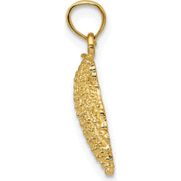 14K Yellow Gold Textured Scallop Shell Pendant - 20mm Length by Oro Pregiato