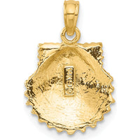 14K Yellow Gold Textured Scallop Shell Pendant - 20mm Length by Oro Pregiato