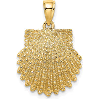 14K Yellow Gold Textured Scallop Shell Pendant - Coastal Charm Design by Oro Pregiato