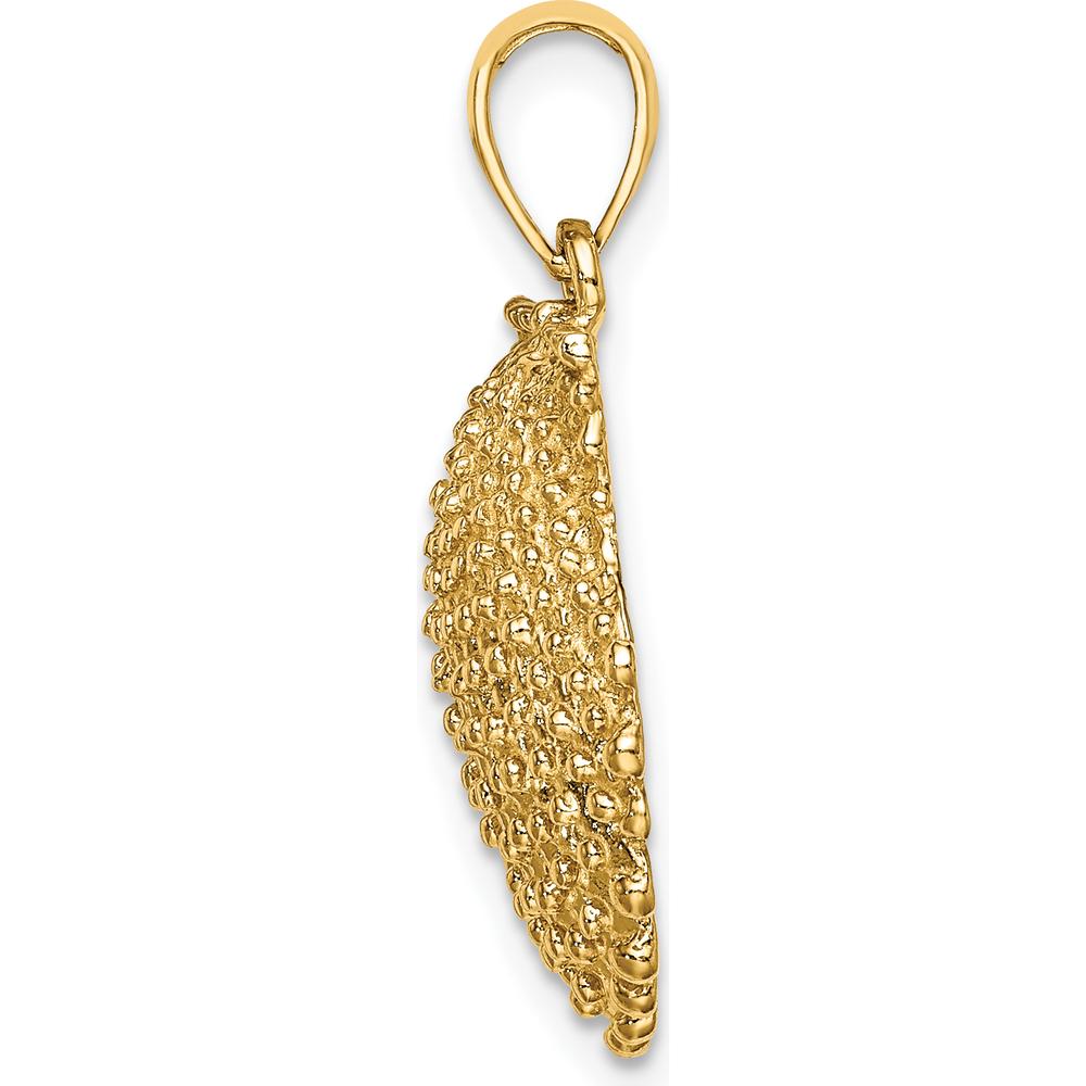 14K Yellow Gold Textured Scallop Shell Pendant - Coastal Charm Design by Oro Pregiato