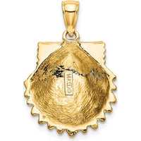 14K Yellow Gold Textured Scallop Shell Pendant - Coastal Charm Design by Oro Pregiato