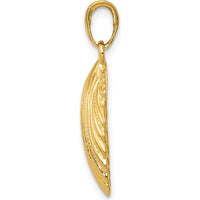 14K Yellow Gold Textured Scallop Shell Pendant - Nature-Inspired Charm, 26mm Length by Oro Pregiato