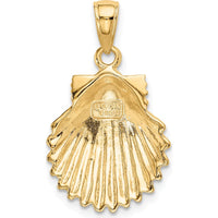 14K Yellow Gold Textured Scallop Shell Pendant - Nature-Inspired Charm, 26mm Length by Oro Pregiato