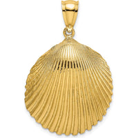 14K Yellow Gold Textured Scallop Shell Pendant with Polished Bail by Oro Pregiato
