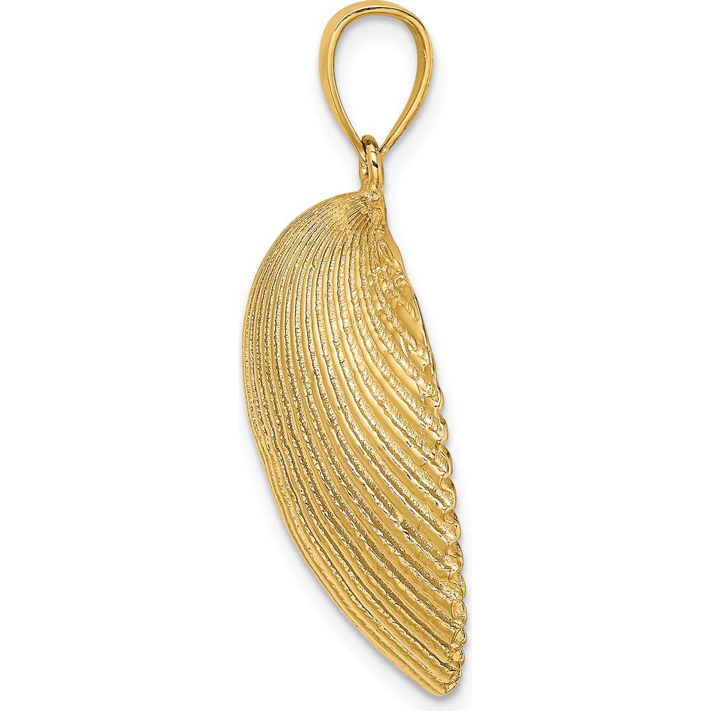 14K Yellow Gold Textured Scallop Shell Pendant with Polished Bail by Oro Pregiato
