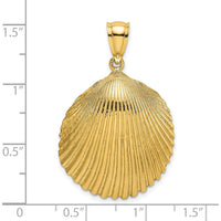 14K Yellow Gold Textured Scallop Shell Pendant with Polished Bail by Oro Pregiato