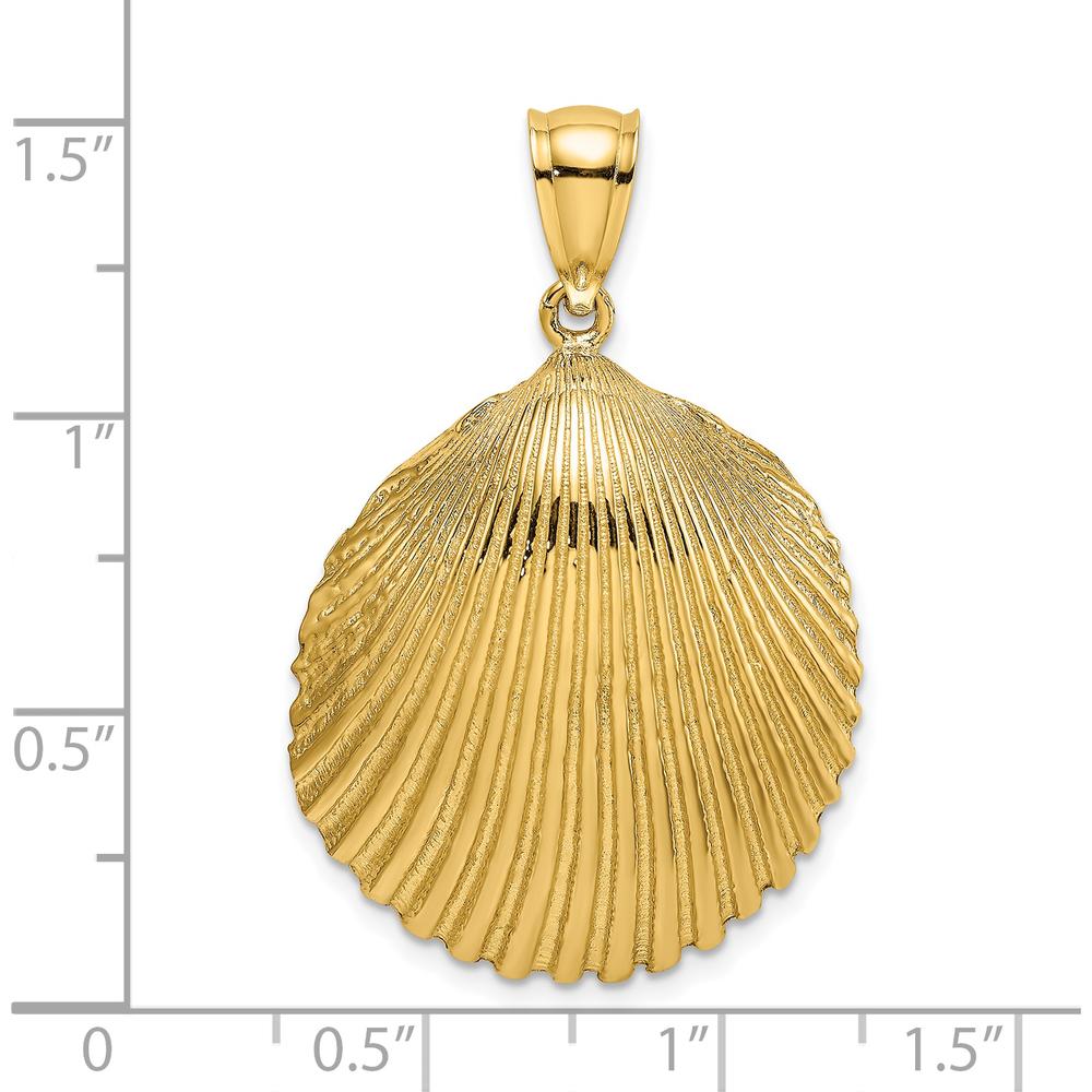14K Yellow Gold Textured Scallop Shell Pendant with Polished Bail by Oro Pregiato