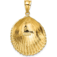 14K Yellow Gold Textured Scallop Shell Pendant with Polished Bail by Oro Pregiato