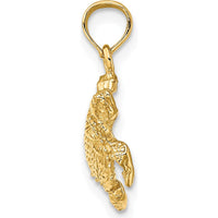 14K Yellow Gold Textured Sea Turtle Charm Pendant - 20mm Length by Oro Pregiato