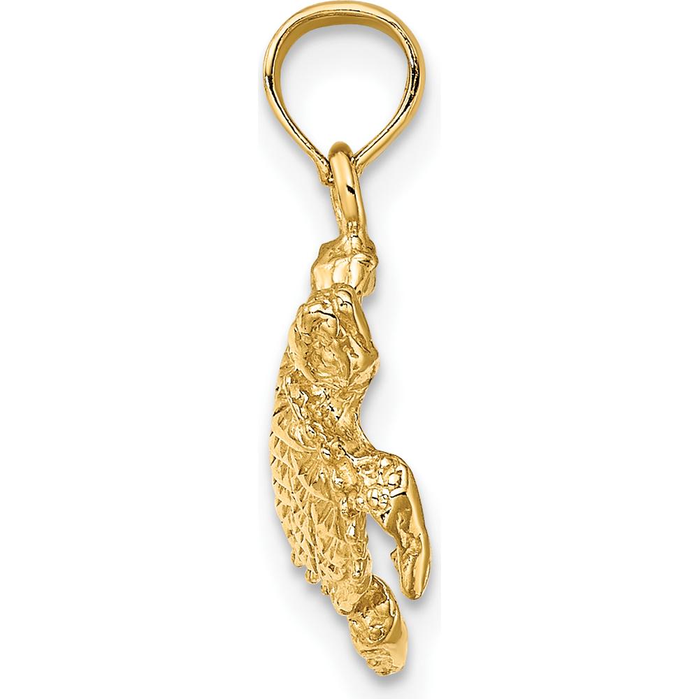 14K Yellow Gold Textured Sea Turtle Charm Pendant - 20mm Length by Oro Pregiato