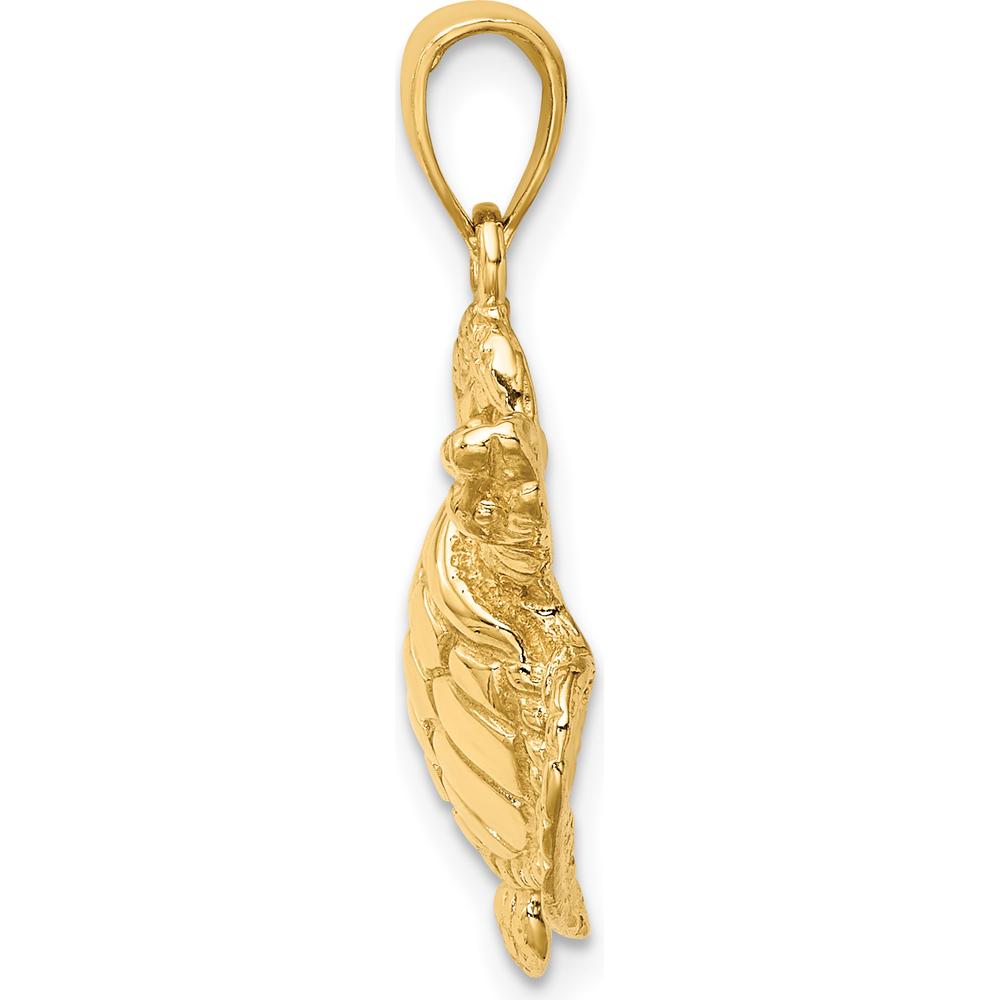 14K Yellow Gold Textured Sea Turtle Charm Pendant - Ocean Inspired Design by Oro Pregiato