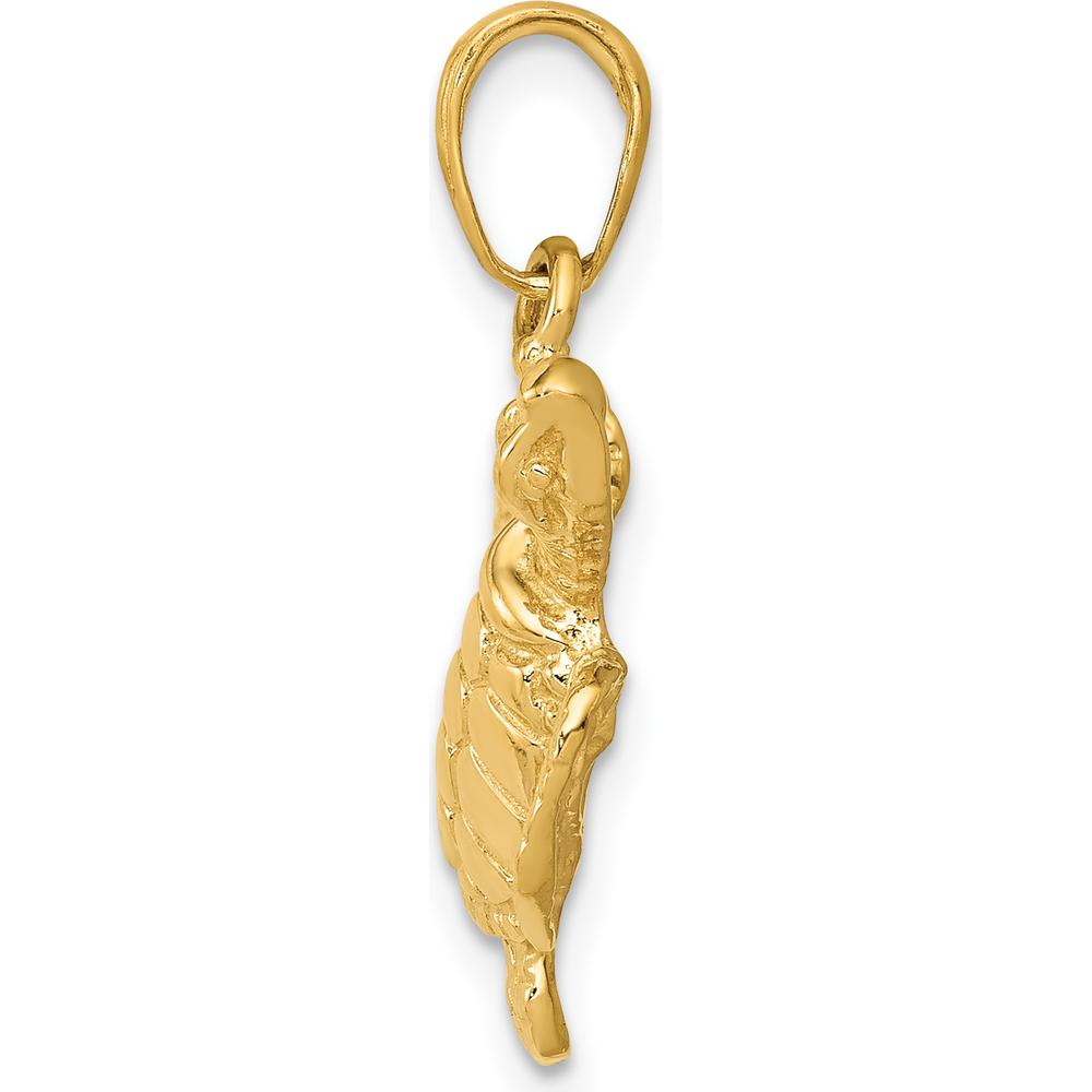 14K Yellow Gold Textured Sea Turtle Pendant - 20.5mm Length by Oro Pregiato