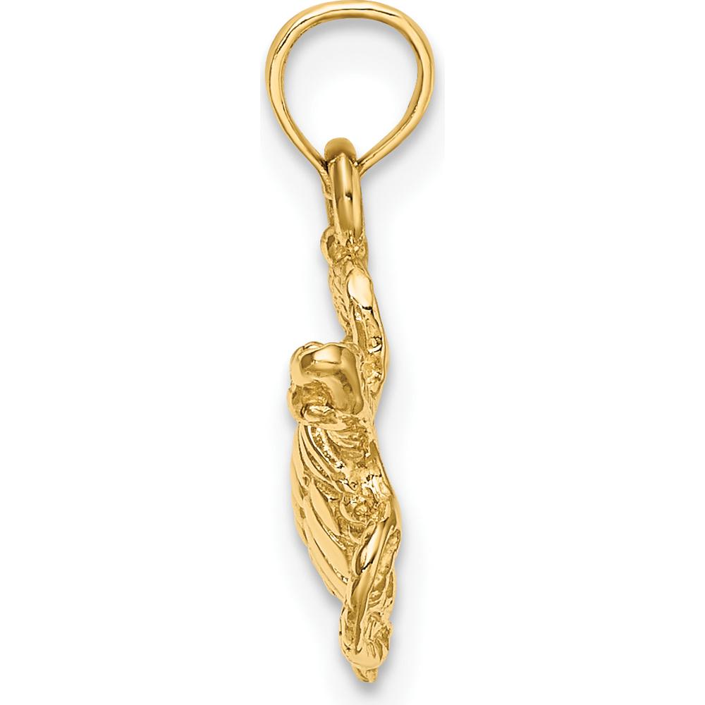14K Yellow Gold Textured Sea Turtle Pendant Charm - 16mm Length by Oro Pregiato