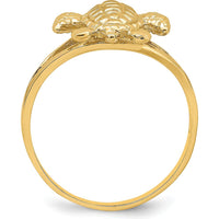14K Yellow Gold Textured Sea Turtle Ring - Symbolic Animal Motif Jewelry by 0