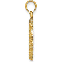 14K Yellow Gold Textured Seahorse Charm - Elegant Ocean-Inspired Pendant by Oro Pregiato