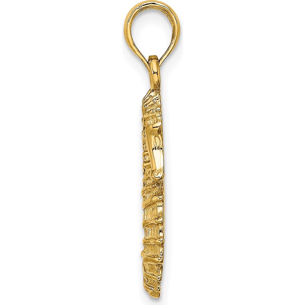 14K Yellow Gold Textured Seahorse Charm - Elegant Ocean-Inspired Pendant by Oro Pregiato