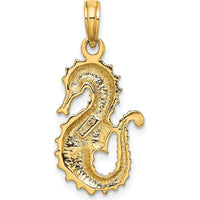 14K Yellow Gold Textured Seahorse Charm - Elegant Ocean-Inspired Pendant by Oro Pregiato