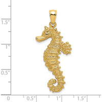 14K Yellow Gold Textured Seahorse Charm Pendant - 25.15mm Length by Oro Pregiato