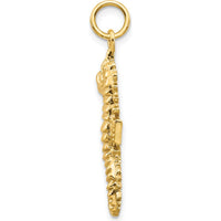 14K Yellow Gold Textured Seahorse Charm Pendant - Solid 27mm Length by Oro Pregiato