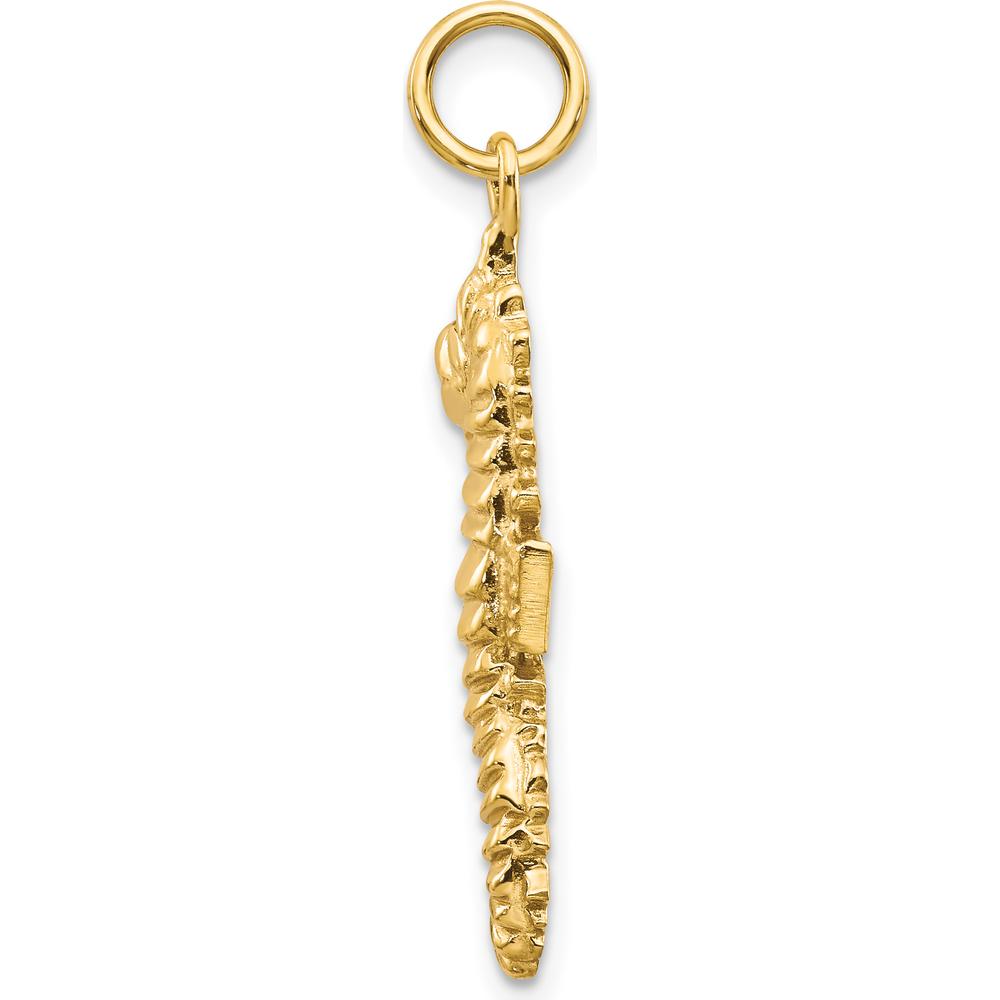 14K Yellow Gold Textured Seahorse Charm Pendant - Solid 27mm Length by Oro Pregiato