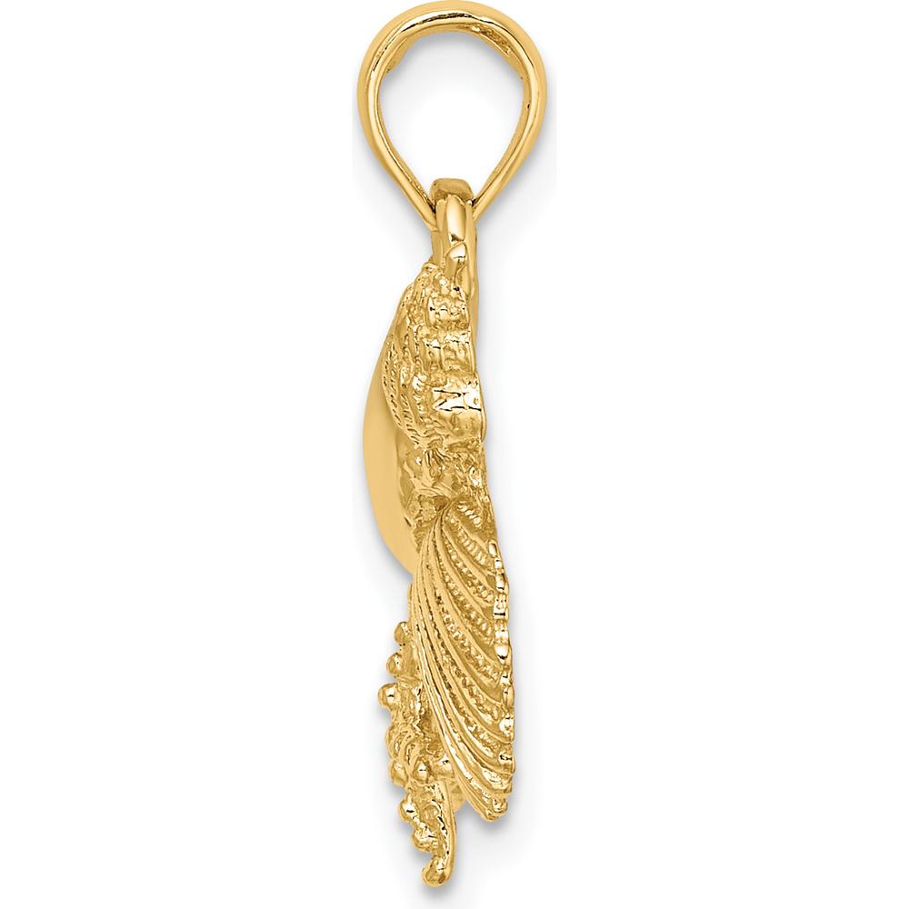 14K Yellow Gold Textured Shell Cluster and Starfish Charm Pendant - Beach-Inspired Jewelry by Oro Pregiato