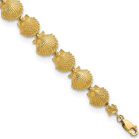 14K Yellow Gold Textured Shell Station Bracelet - 7.25" Length by Oro Pregiato