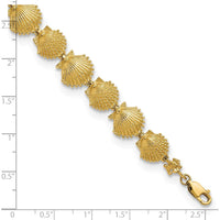 14K Yellow Gold Textured Shell Station Bracelet - 7.25" Length by Oro Pregiato