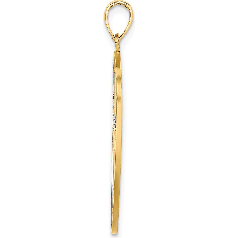 14K Yellow Gold Textured Shield Cross Pendant with Joshua 1:9 Engraving - Faith-Inspired Charm by Oro Pregiato