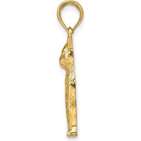 14K Yellow Gold Textured Sitting Cat Charm by Oro Pregiato
