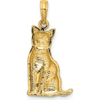14K Yellow Gold Textured Sitting Cat Charm by Oro Pregiato