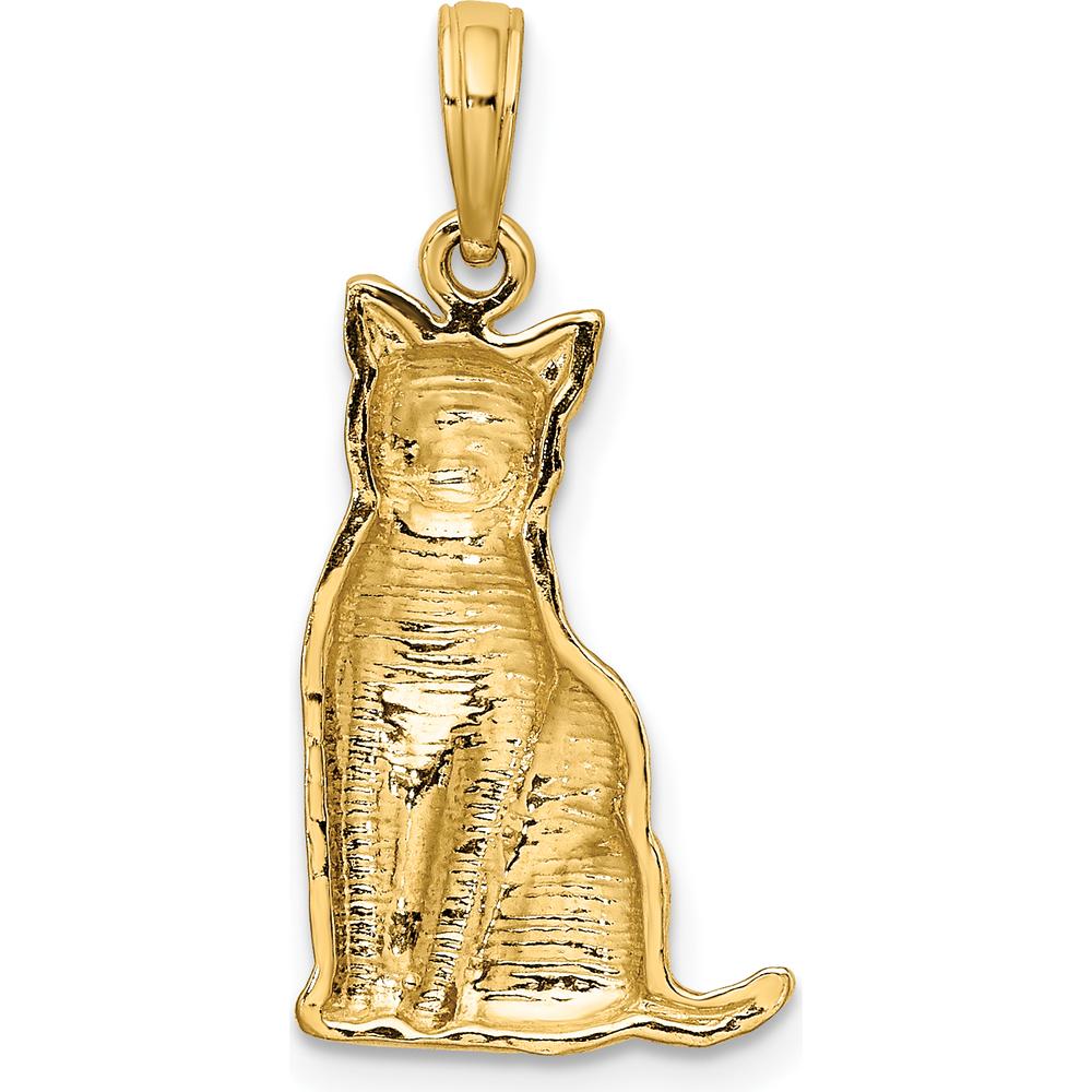 14K Yellow Gold Textured Sitting Cat Charm by Oro Pregiato
